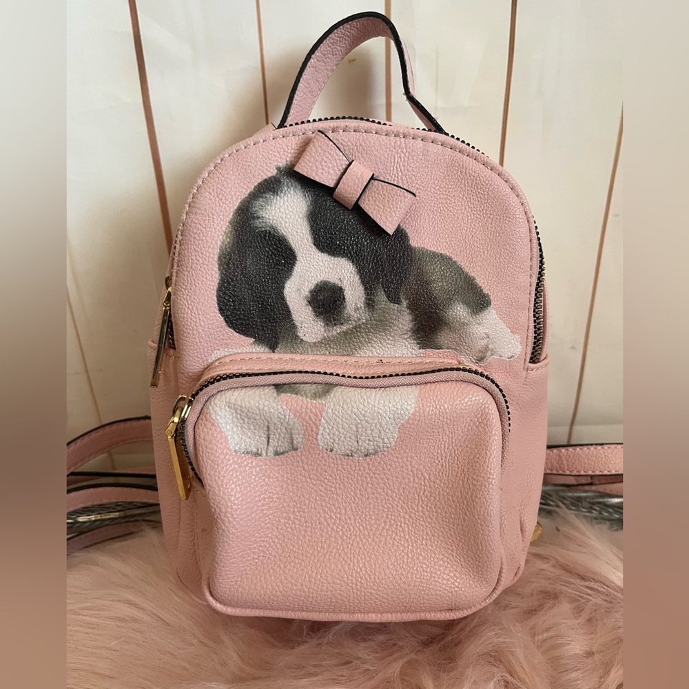 Betsey Johnson  Pink mini  Backpack with Dog Print